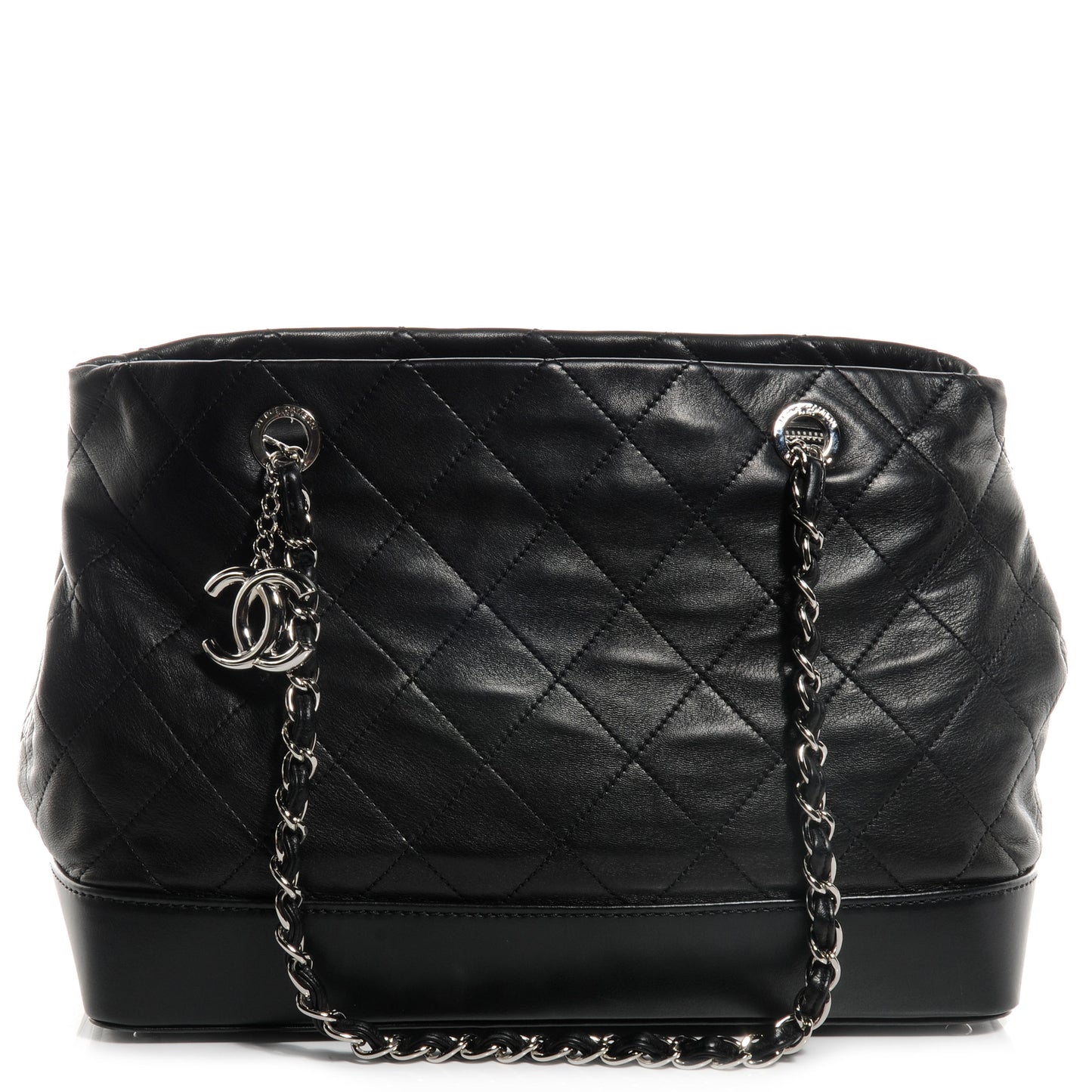 Leather VIP Medium Shopping Tote Black