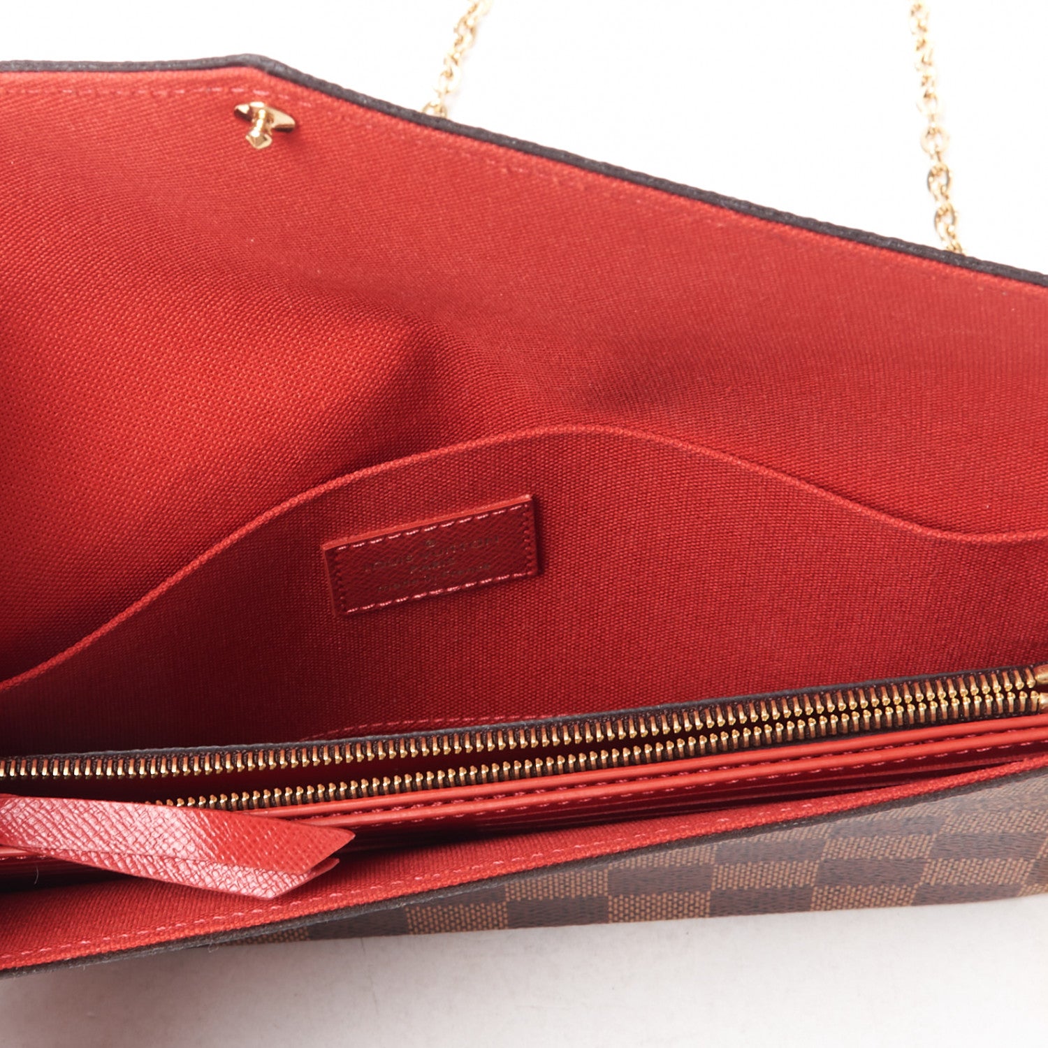 Louis Vuitton Damier Ebene Pochette Felicie Chain Wallet 8 of 9
