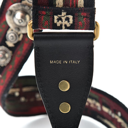 Christian Dior Canvas Embroidered Studded Bohemian Shoulder Strap Red 4 of 5