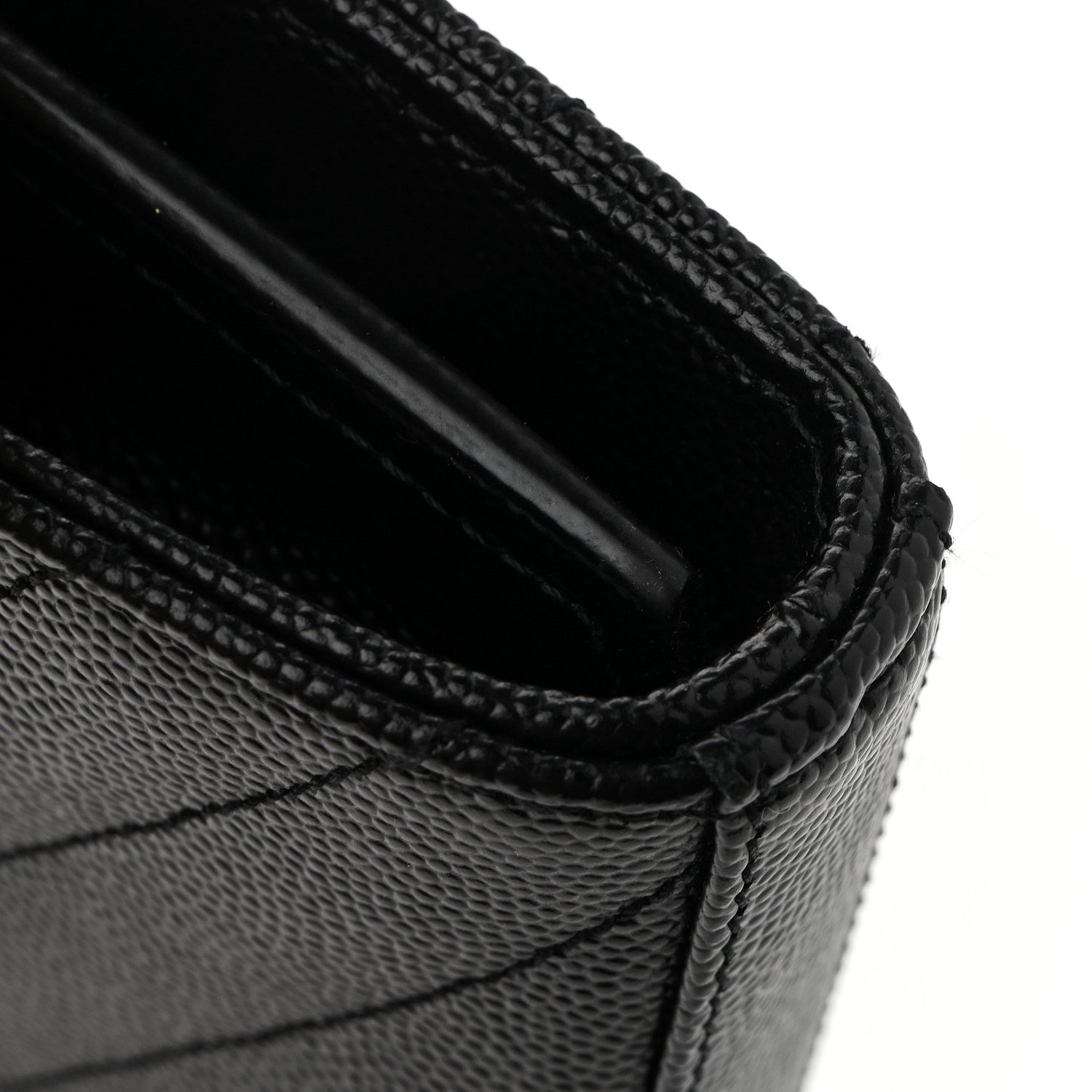 Saint Laurent Grain De Poudre Matelasse Chevron Monogram Chain Wallet Black 13 of 13