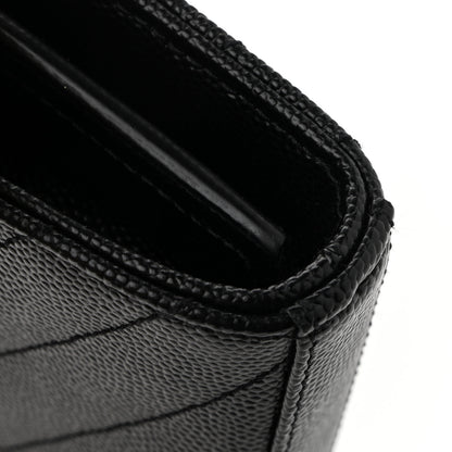 Saint Laurent Grain De Poudre Matelasse Chevron Monogram Chain Wallet Black 13 of 13