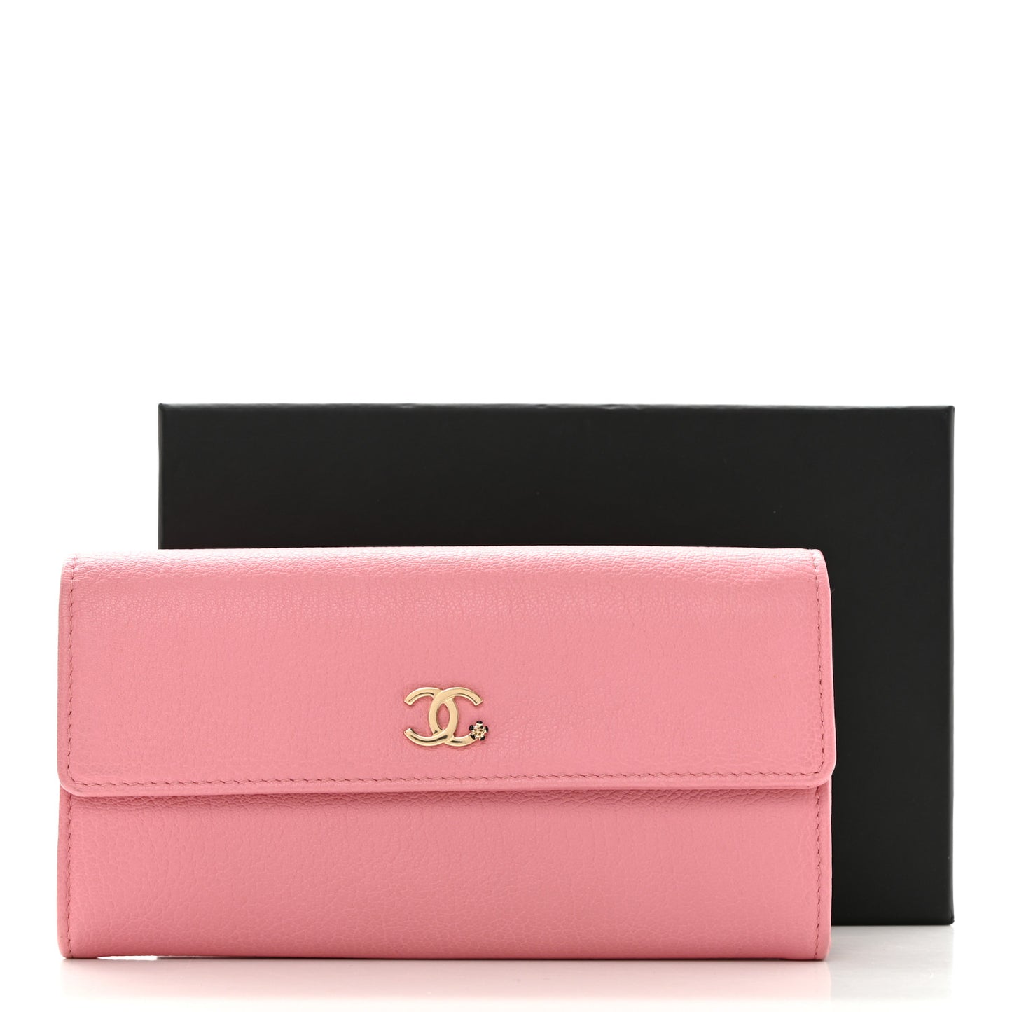 Goatskin CC Large Gusset Flap Wallet Pink