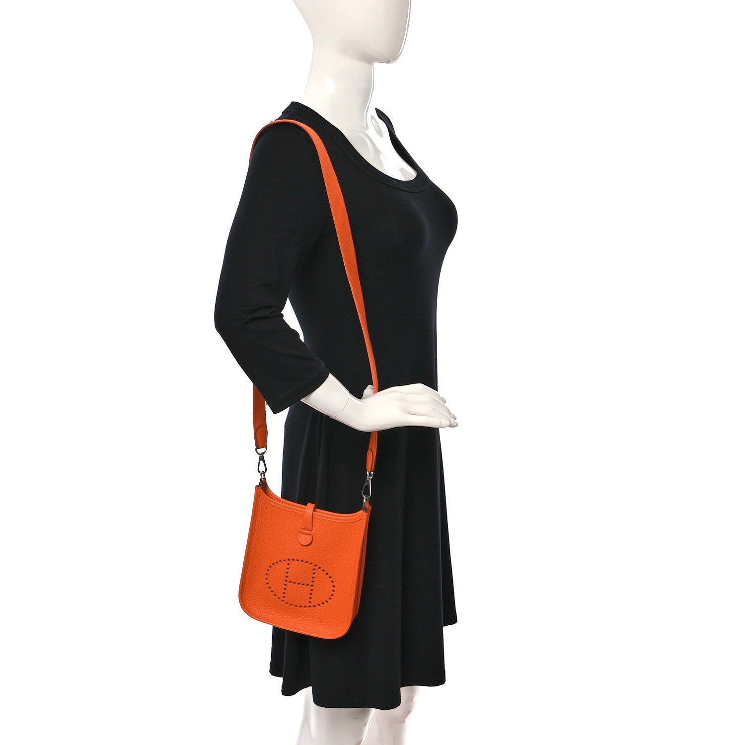 Hermes Taurillon Clemence Evelyne TPM Orange 2 of 9