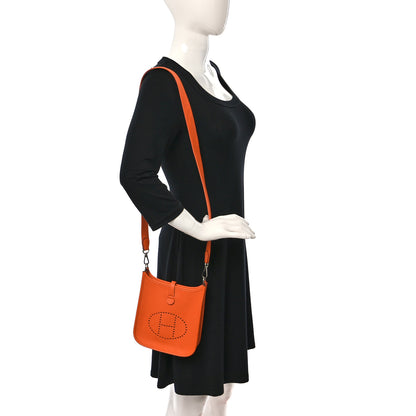 Hermes Taurillon Clemence Evelyne TPM Orange 2 of 9