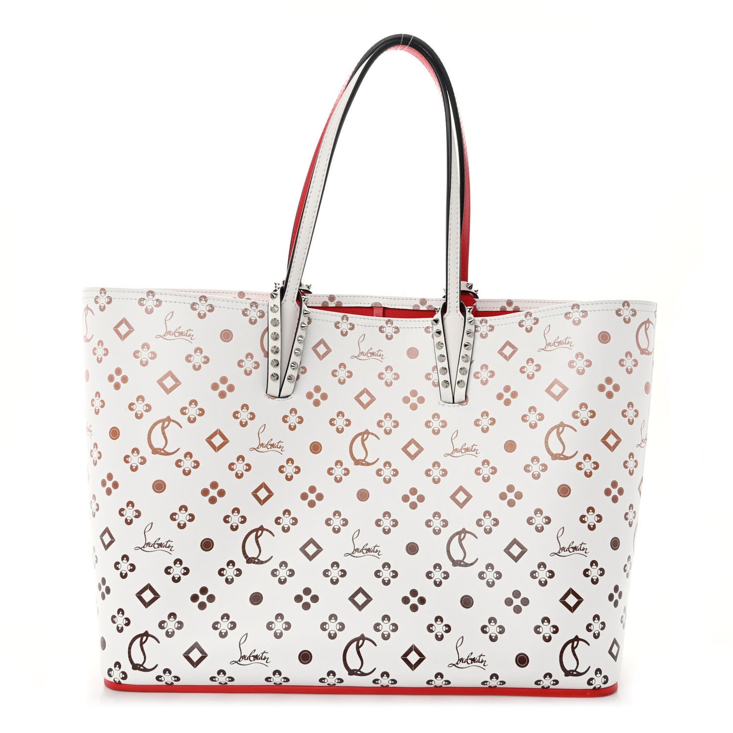 Calfskin Patent Degrade Loubinthesky East West Cabata Tote White