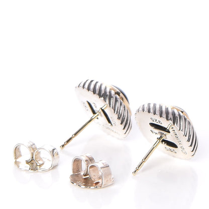 David Yurman Sterling Silver 14K Yellow Gold Black Onyx 7mm Albion Earrings 3 of 4