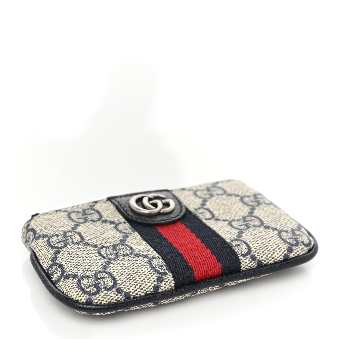 GG Supreme Monogram Web Ophidia Key Case Beige Blue