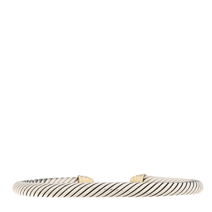 David Yurman Sterling Silver 18K Yellow Gold Diamond 5mm Dome Cable Classics Bracelet 4 of 6