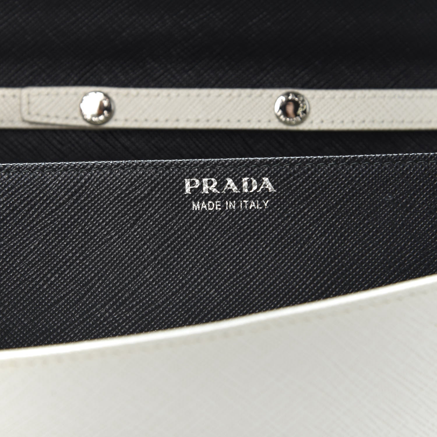 Prada Saffiano Bi-Color Chain Wallet Talco Black 7 of 9