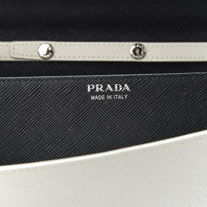 Prada Saffiano Bi-Color Chain Wallet Talco Black 7 of 9