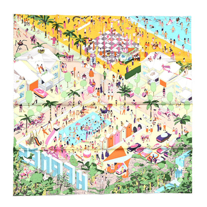 Hermes Silk On The Beach Scarf 90 Jaune Soleil Vert Multicolor 1 of 5