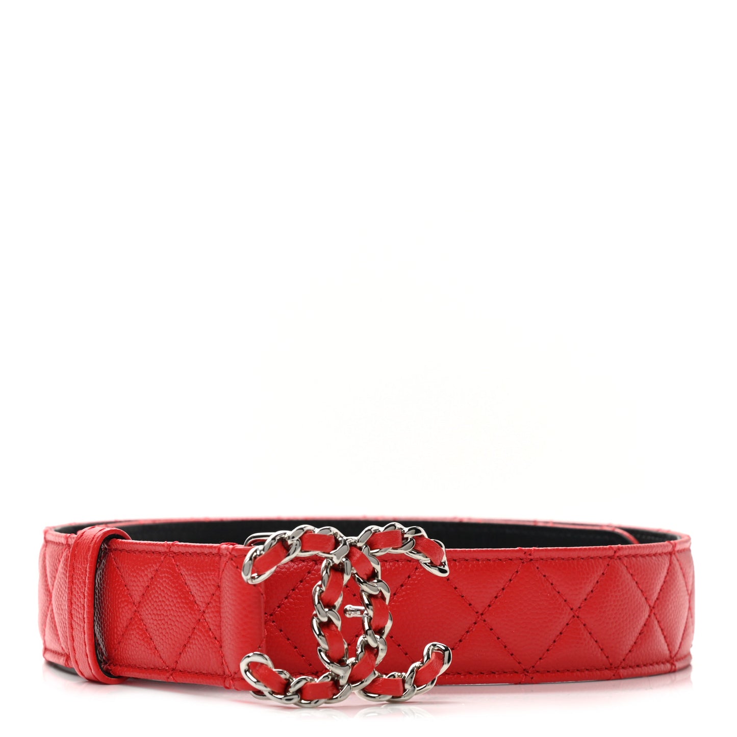 Caviar Quilted CC Chain Belt 75 30 Red