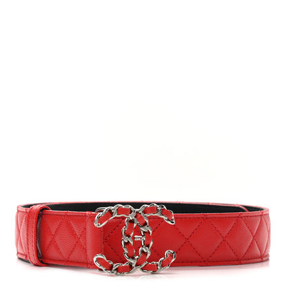 Chanel Caviar Quilted CC Chain Belt 75 30 Red 1 of 7
