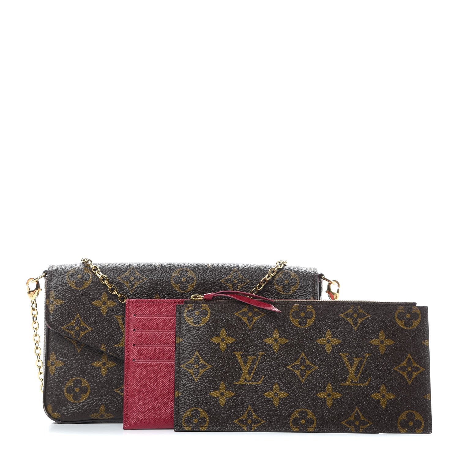 Louis Vuitton Monogram Pochette Felicie Chain Wallet Fuchsia 3 of 18