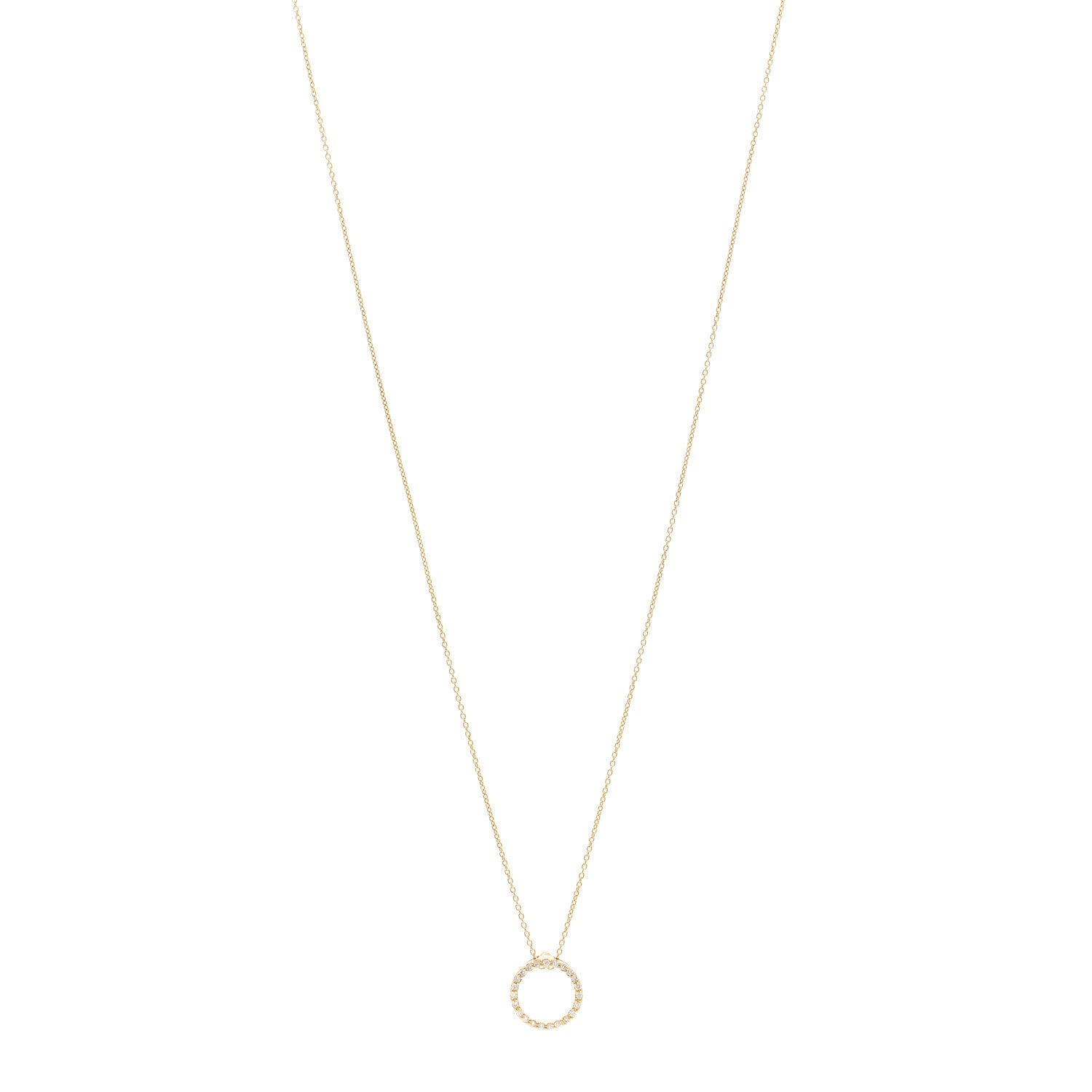 Roberto Coin 18K Yellow Gold Diamond Tiny Treasures .09ctw Circle Pendant Necklace 1 of 5
