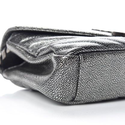 Saint Laurent Metallic Grain De Poudre Matelasse Chevron Monogram Medium College Bag Gunmetal 5 of 9