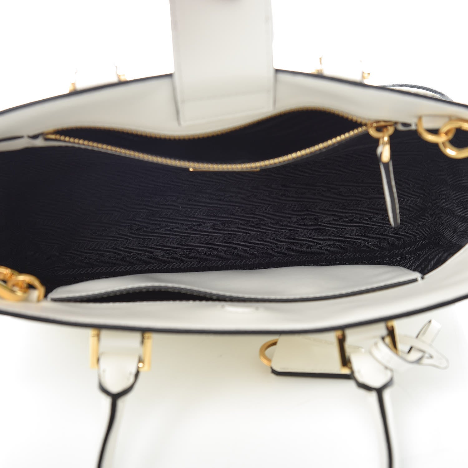 Prada Saffiano Soft Calfskin Small Zippered Tote White 6 of 9