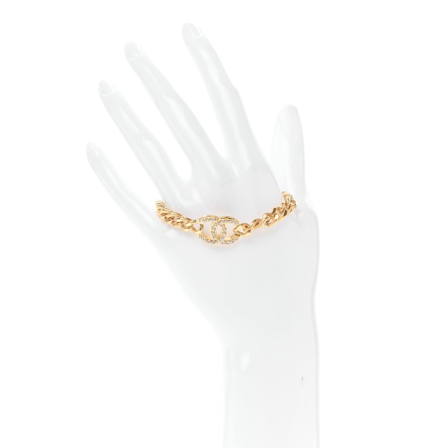 Crystal CC Chain Link Bracelet Gold
