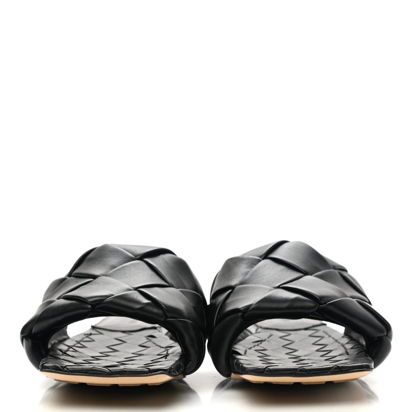Nappa Maxi Intrecciato Lido Flat Sandals 38 Black