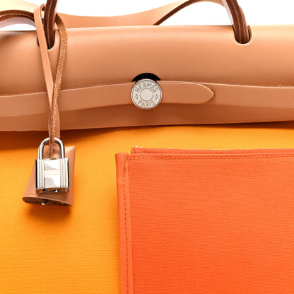 Hermes Vache Hunter Toile Herbag Zip 31 PM  Jaune D'Or 8 of 10