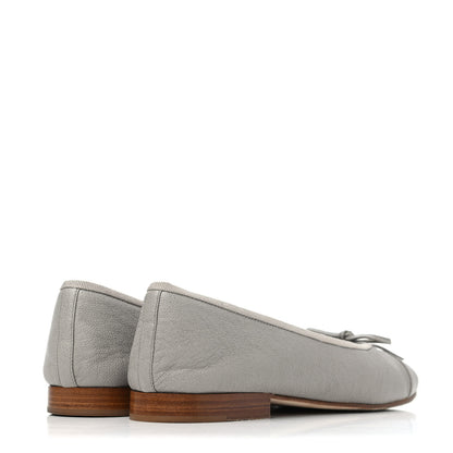 Chanel Caviar CC Cap Toe Ballerina Flats 38 Grey 3 of 4