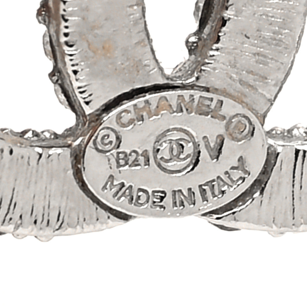 Crystal CC Treasure Chest Earrings Silver