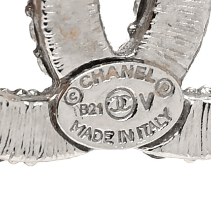 Chanel Crystal CC Treasure Chest Earrings Silver 4 of 4