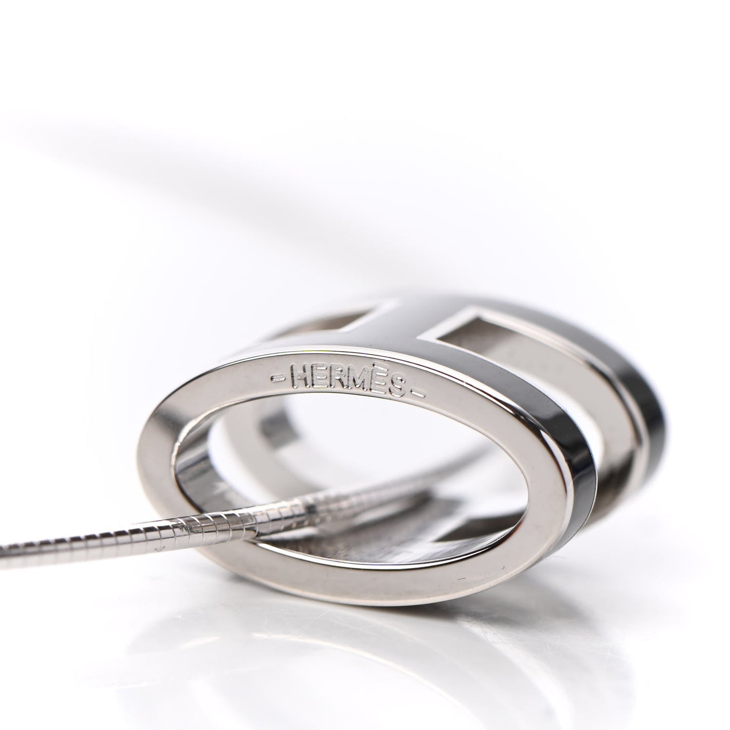 Lacquered Palladium Pop H Pendant Necklace Black
