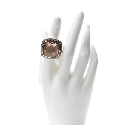 David Yurman Sterling Silver 18K Rose Gold Diamond Morganite 20mm Albion Statement Ring 50 5.25 2 of 5