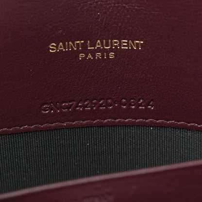 Saint Laurent Patent Calfskin Matelasse Chevron Monogram Envelope Chain Wallet Dark Red Wine 7 of 11