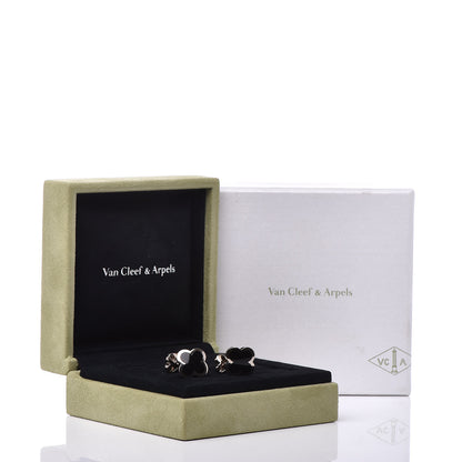 Van Cleef & Arpels 18K White Gold Black Onyx Alhambra Cufflinks 6 of 6