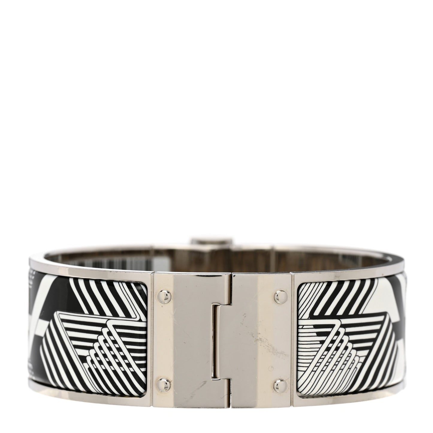 Enamel Printed Wide Charniere Sangles En ZigZag Hinged Bracelet S Positif Negatif