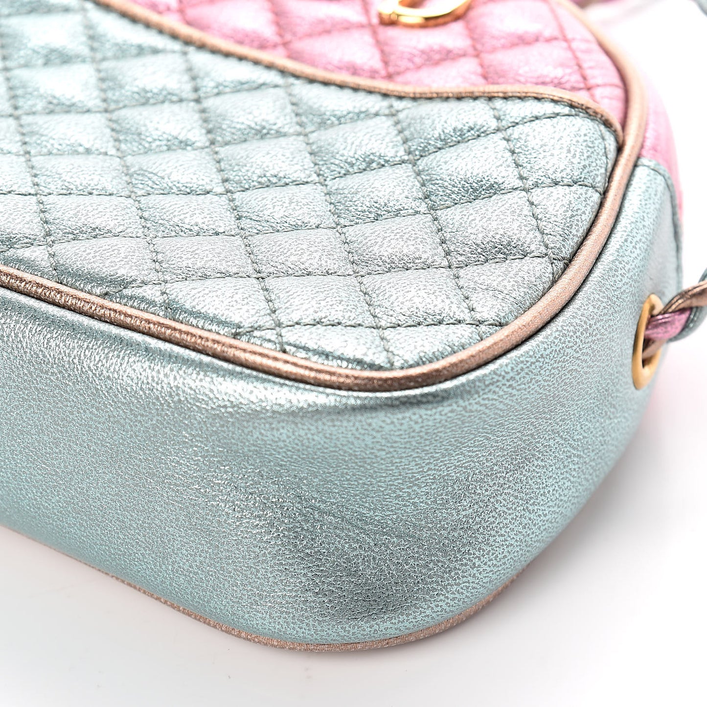 Laminated Nappa Trapuntata Mini Zumi Dome Shoulder Bag Rosa Lago Rame