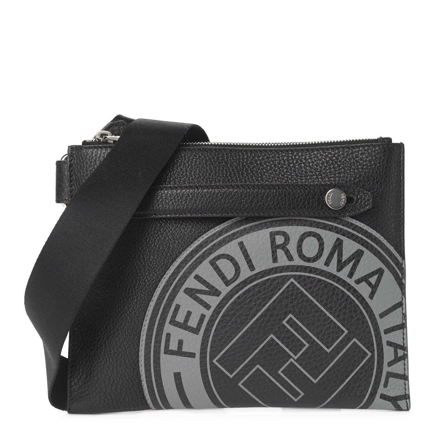 Fendi Cuoio Romano Selleria Fendi Stamp Patch Messenger Black Grigio 1 of 9