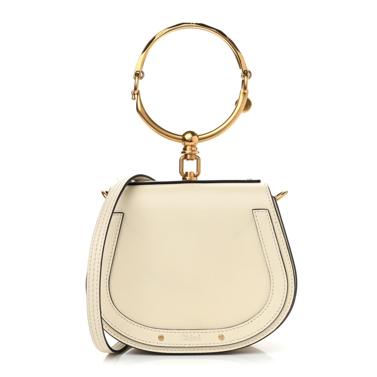 Chloe Calfskin Suede Small Nile Bracelet Bag Off White 1 of 9