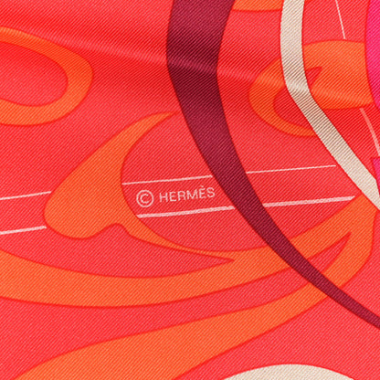 Hermes Silk Comme Histoires Scarf 90 Rouge Prune Orange 4 of 5