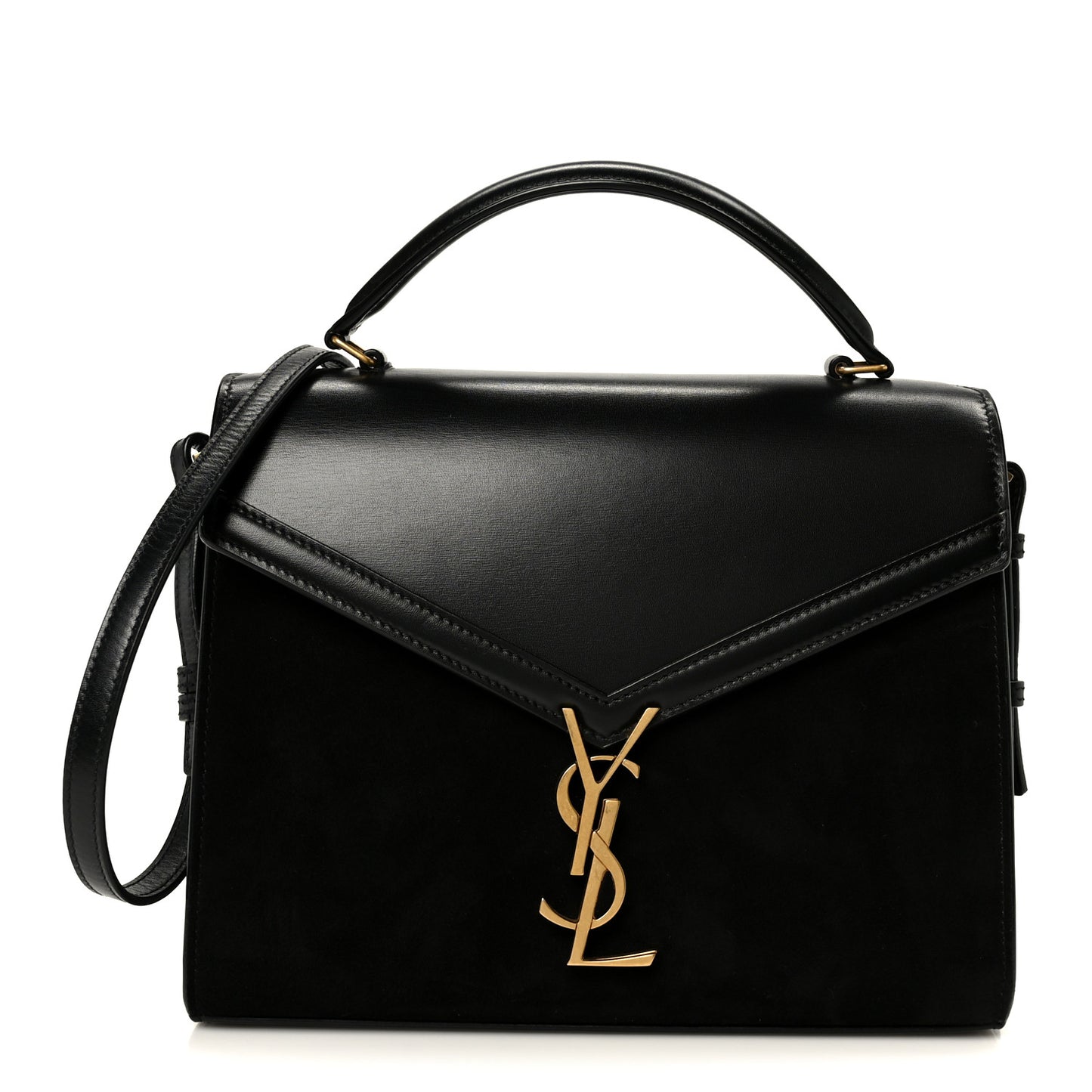 Kid Scamosciato Smooth Calfskin Medium Classic Monogram Cassandra Top Handle Black Rouge Legion