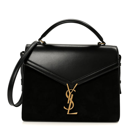 Saint Laurent Kid Scamosciato Smooth Calfskin Medium Classic Monogram Cassandra Top Handle Black Rouge Legion 1 of 10