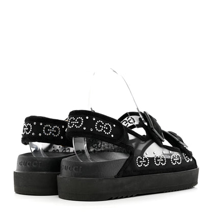 Gucci Tela Retino Kid Scamosciato Crystal GG Monogram Womens Dad Sandals 39 Black 4 of 6