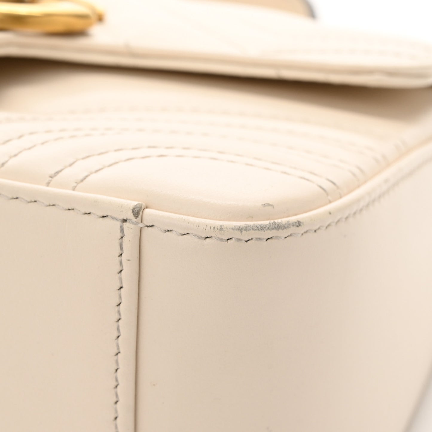 Calfskin Matelasse Mini GG Marmont Top Handle Shoulder Bag White