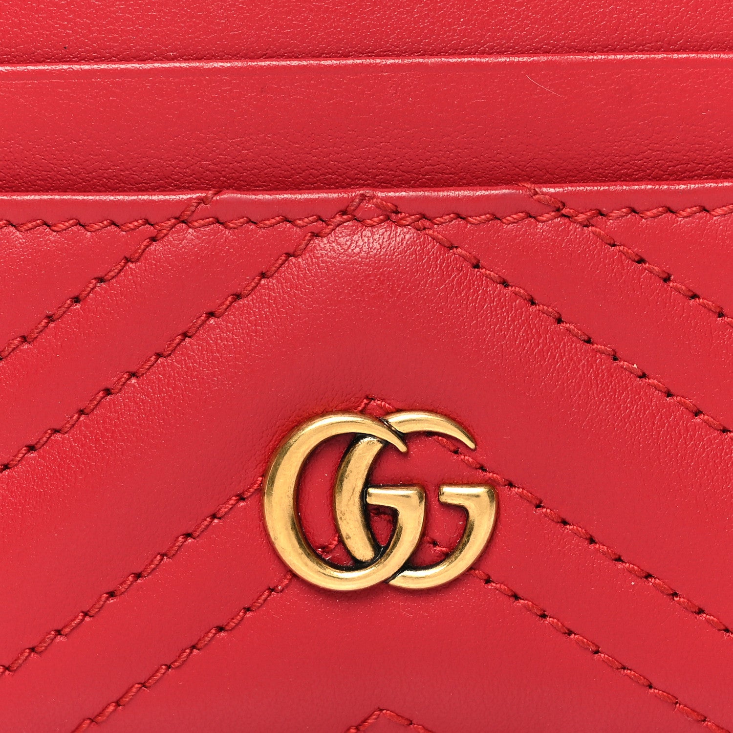 Gucci Calfskin Matelasse GG Marmont Card Holder Hibiscus Red 7 of 9