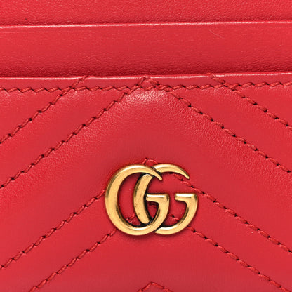 Gucci Calfskin Matelasse GG Marmont Card Holder Hibiscus Red 7 of 9