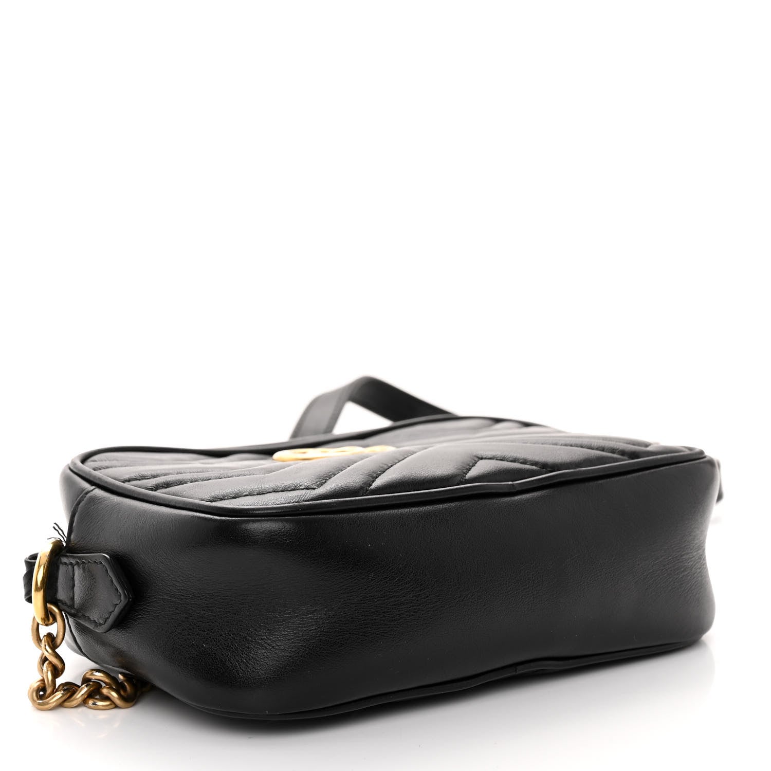 Gucci Calfskin Matelasse Mini GG Marmont Chain Shoulder Bag Black 8 of 12