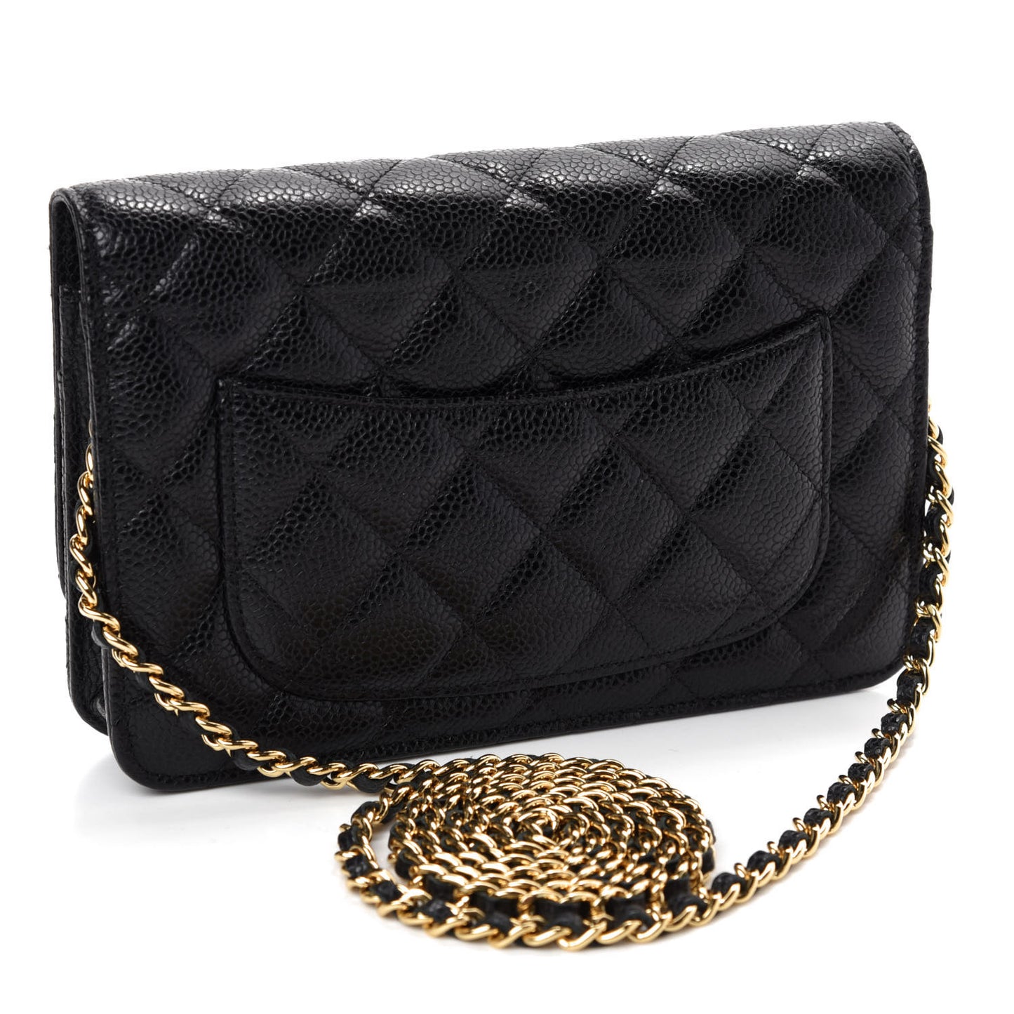 Caviar Quilted Wallet On Chain WOC Black