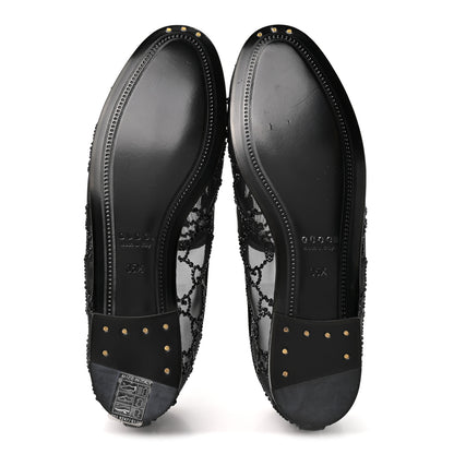 Gucci Tela Retino Kid Scamosciato Crystal GG Monogram Jordaan Loafer 35.5 Black 6 of 9