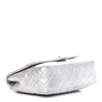 Chanel Metallic Lambskin Quilted Jumbo Single Flap Silver 4 of 15