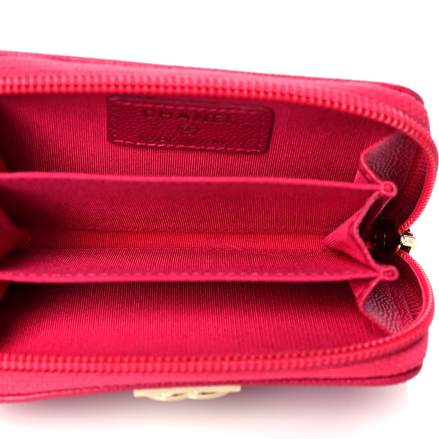 Caviar Quilted Boy Zip Around Coin Purse Wallet Dark Pink