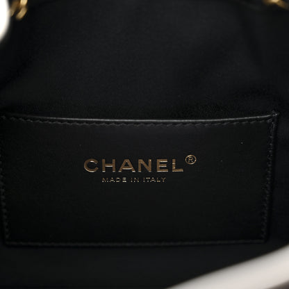 Chanel Braided Raffia Calfskin Quilted Mini Chanel 25 Handbag Black White 6 of 11