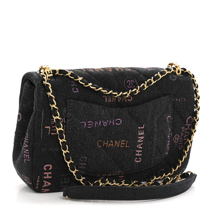 Chanel Denim Quilted Denim Mood Large Flap Black Multicolor 3 of 12