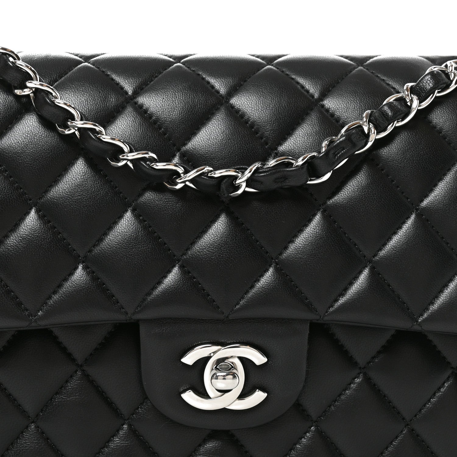 Chanel Lambskin Quilted Medium Double Flap Black 8 of 10